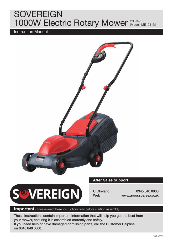 Sovereign electric lawn online mower