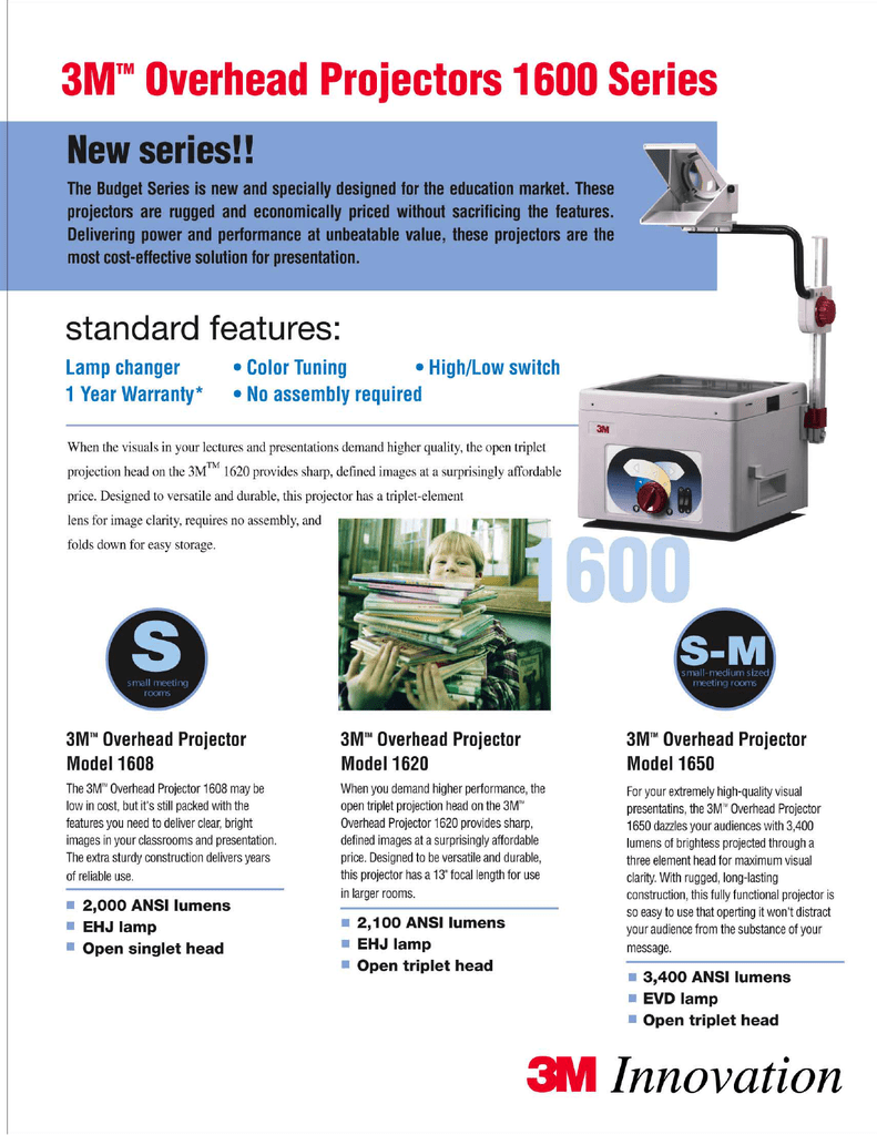 3m Overhead Projectors 1600 Series Manualzz