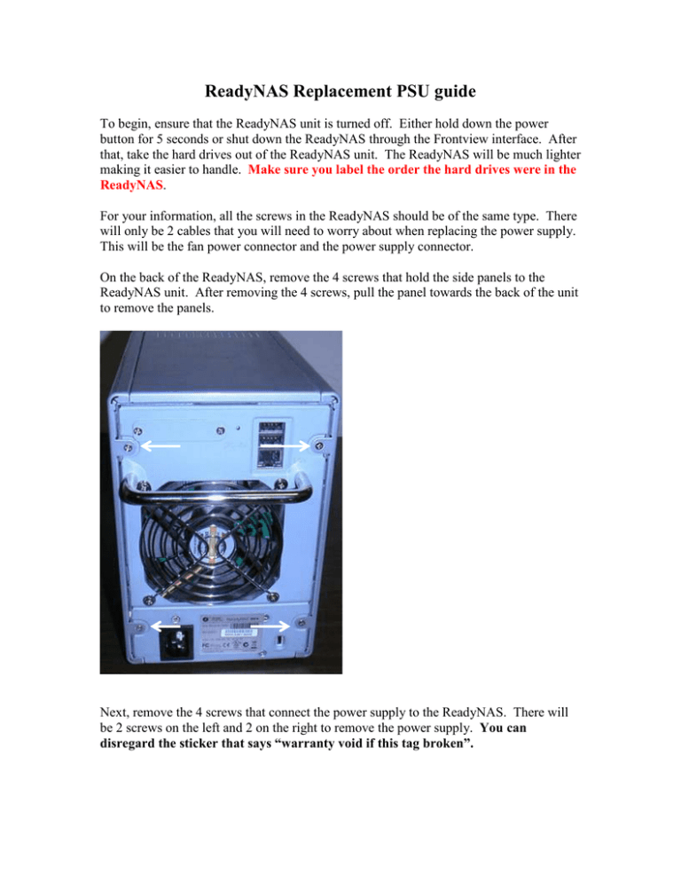 Readynas Replacement Psu Guide Manualzz