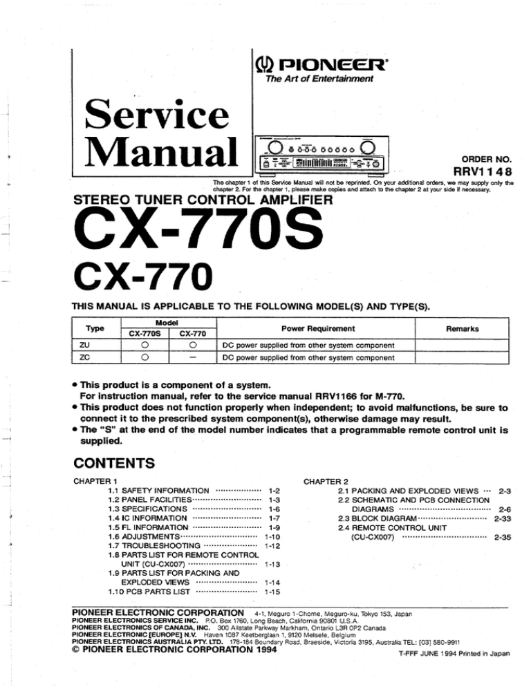 Pioneer Cx 770 Service Manual Manualzz