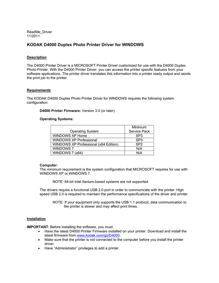 kodak d4000 duplex photo printer