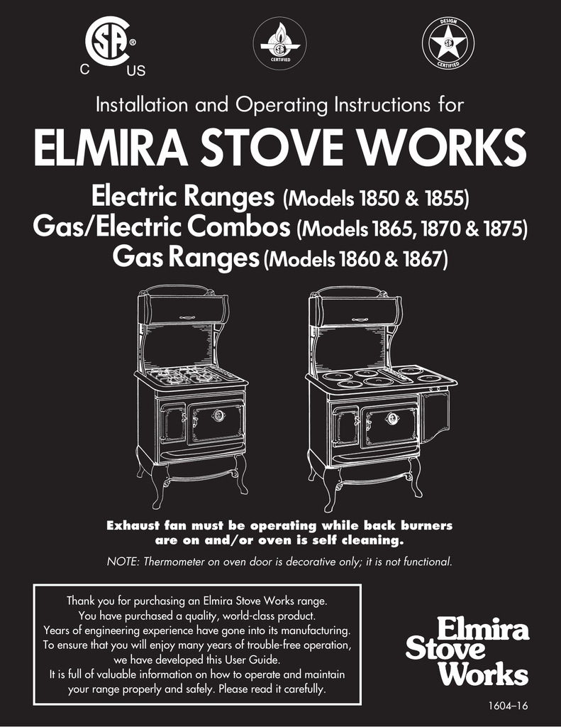 Elmira Stove Works 1870 Installation And Operating Instructions For Manualzz