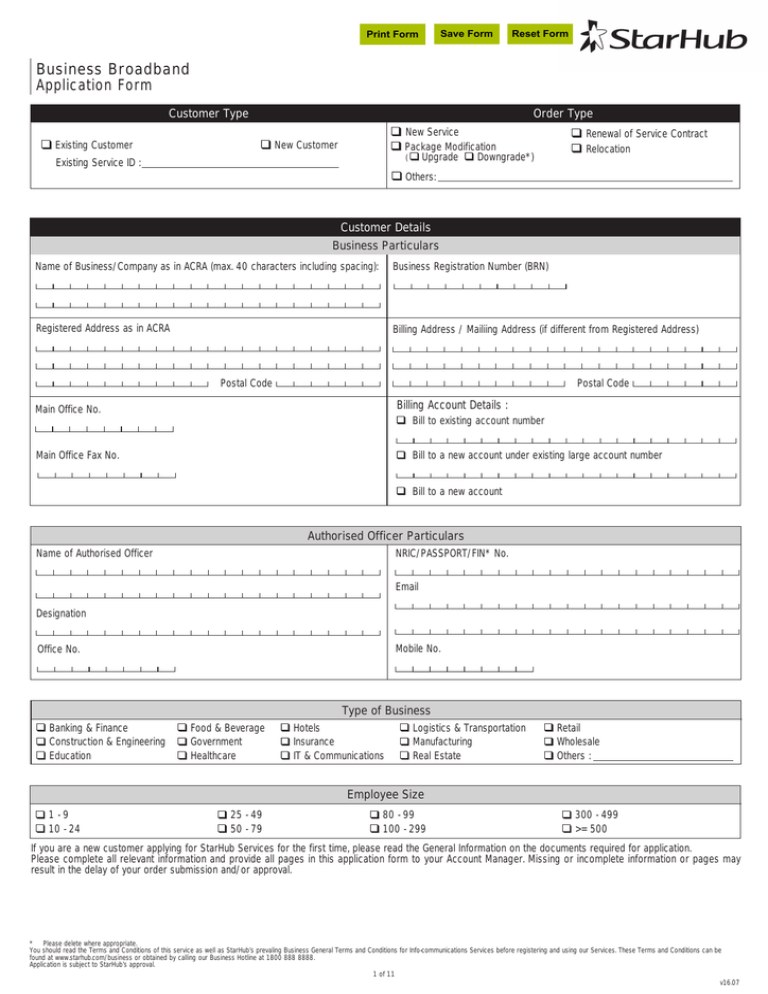 Business Broadband Application Form Manualzz