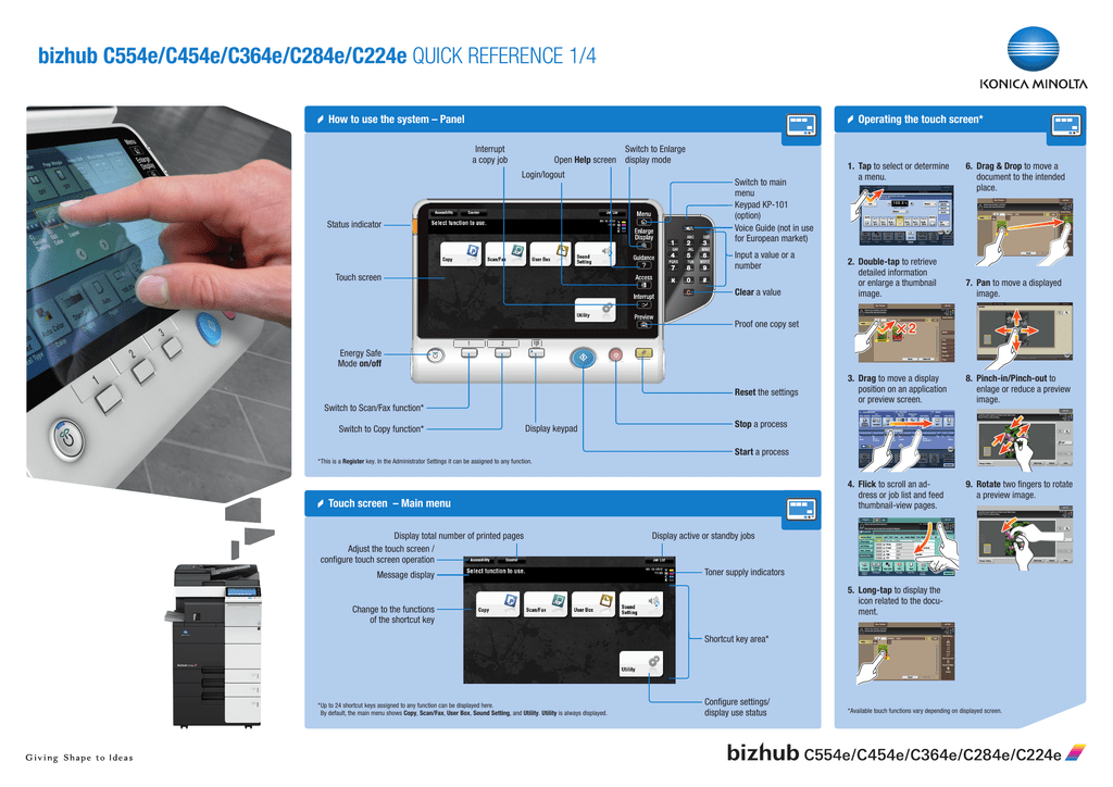 Как подключить принтер коника минолта к компьютеру Konica Minolta BIZHUB C284E Quick Reference Manualzz