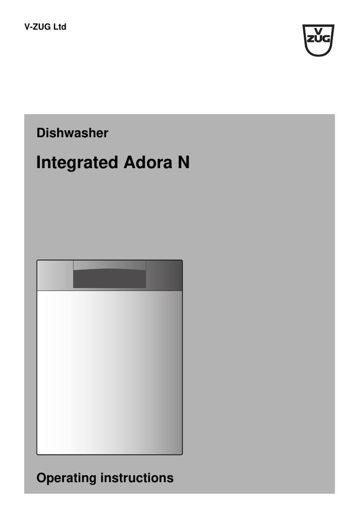 VZUG Adora 55 N GS 55NGi User manual Dishwasher Adora N