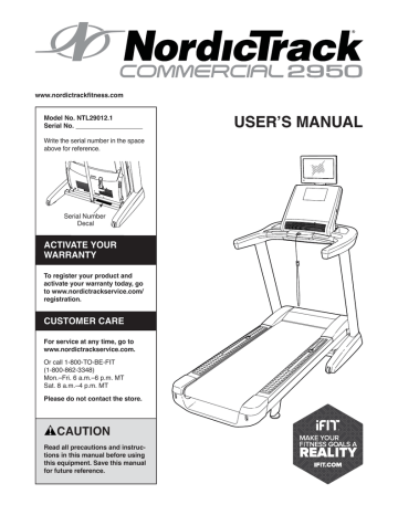 Nordictrack c 1270 pro best sale treadmill manual