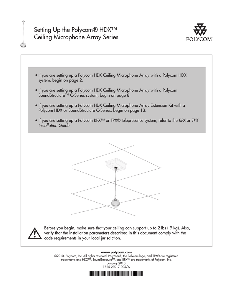 Setting Up The Polycom Ceiling Microphone Array Manualzz Com