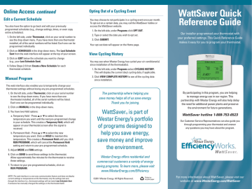WattSaver Quick Reference Guide | Manualzz