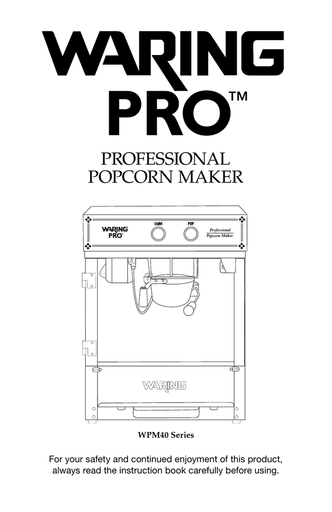 waring pro wpm40 professional popcorn maker