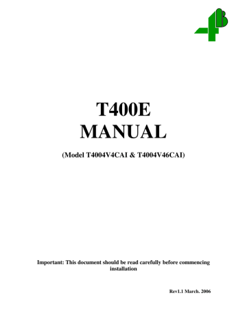 T400 Manual | Manualzz