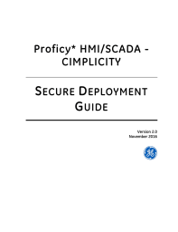 GE CIMPLICITY - User manual, Deployment Guide, Troubleshooting guide