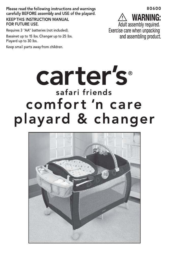 Carter's comfort and care playard sale and changer