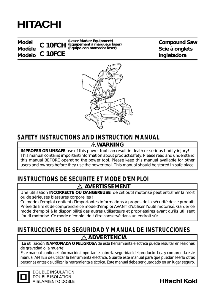 Hikoki C 10FCE2, C 10FCH2, C 10FCE, C10FCH, C 10FCH, C10FCE Manuel  utilisateur | Manualzz