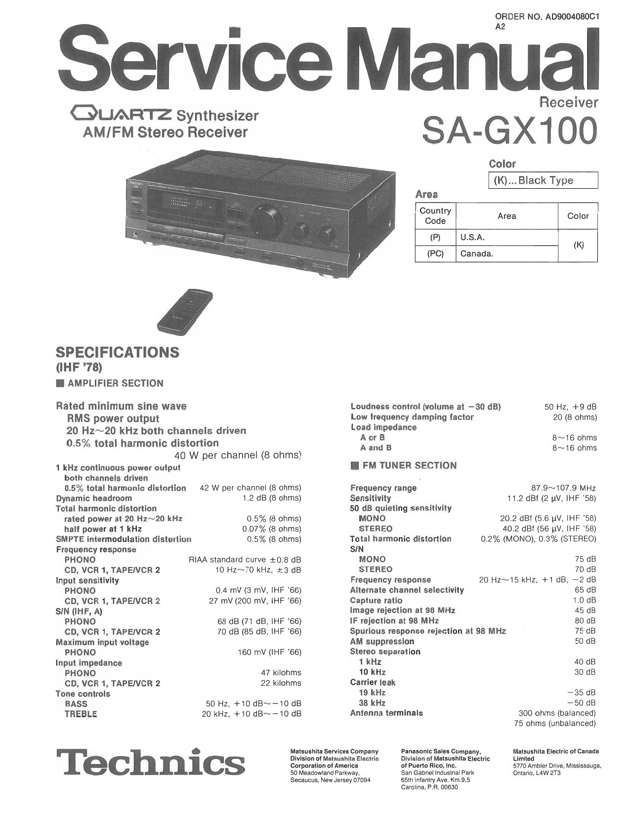 Technics SA-GX 100 Stereo Receiver