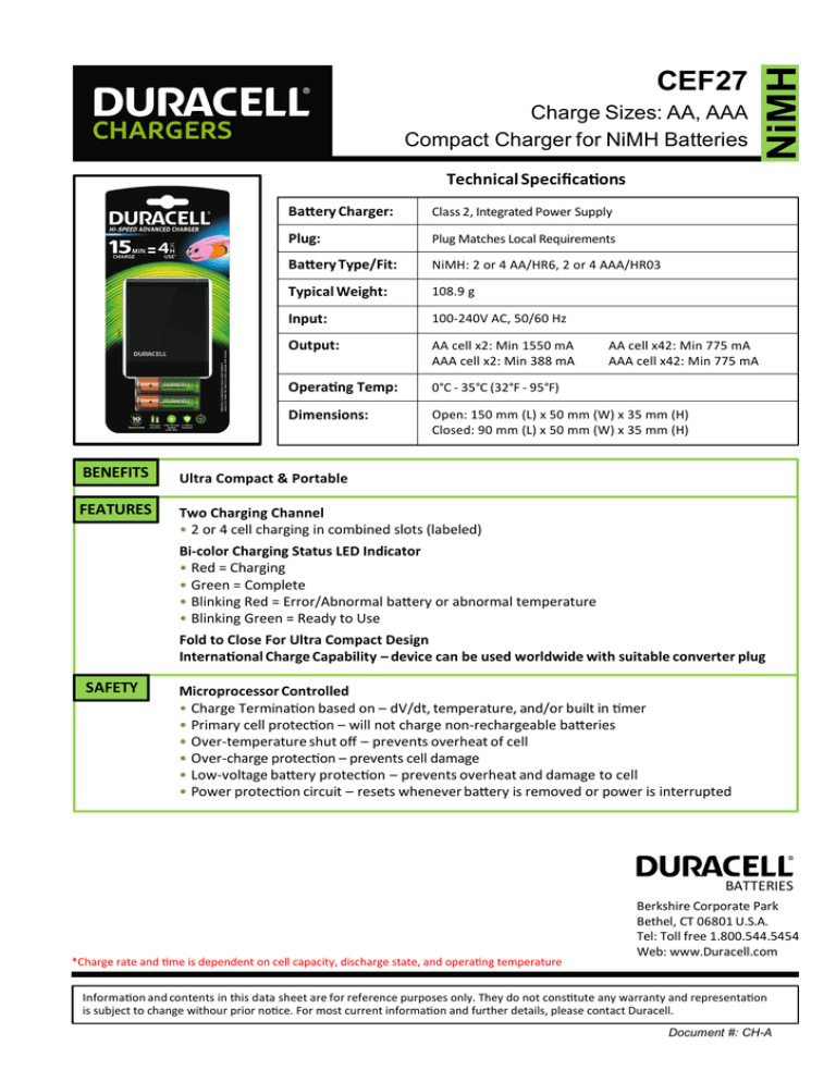 Duracell Charger CEF27 Manualzz