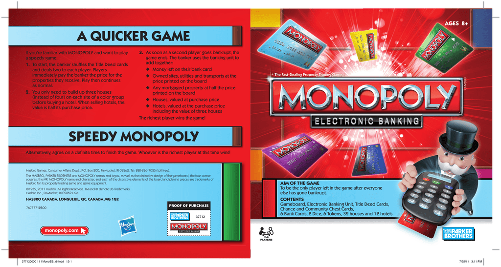 How much money do you start with on electronic monopoly Hasbro Monopoly Electronic Banking New 37712 Instructions Manualzz