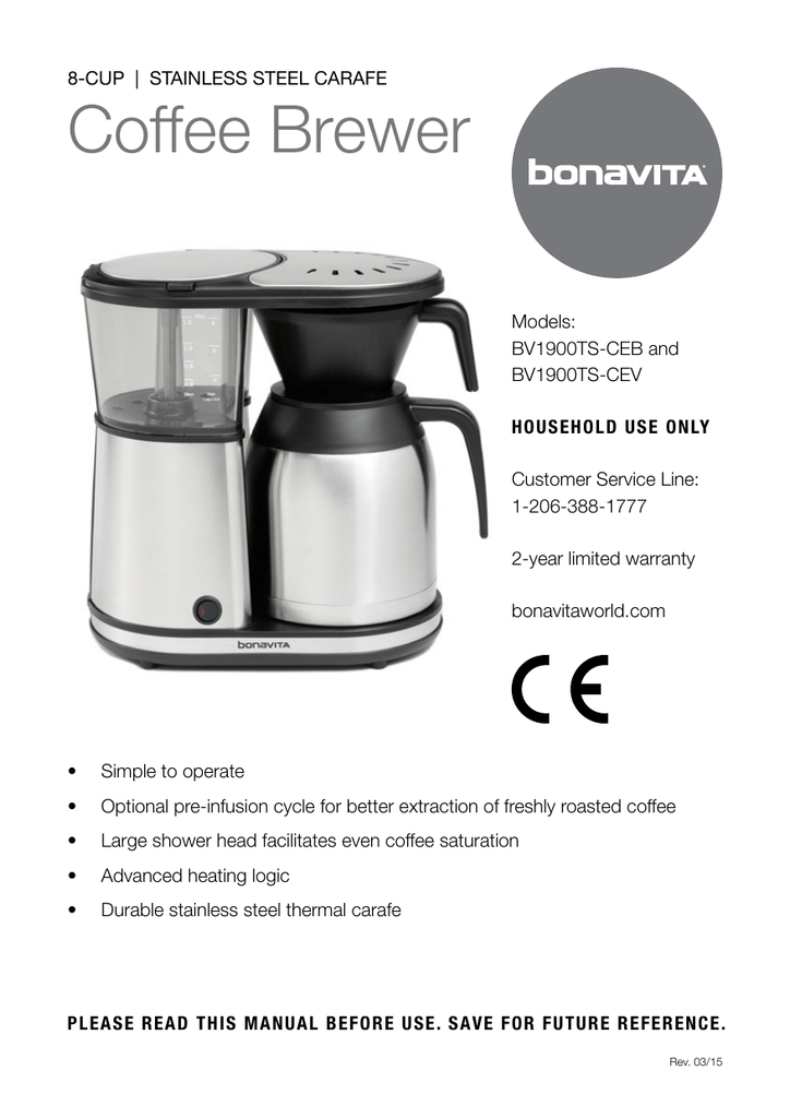 Bonavita BV1500TS-CEV manual | Manualzz