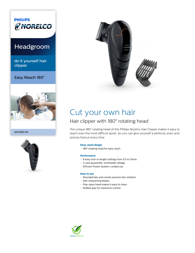 philips diy hair clipper with rotating head