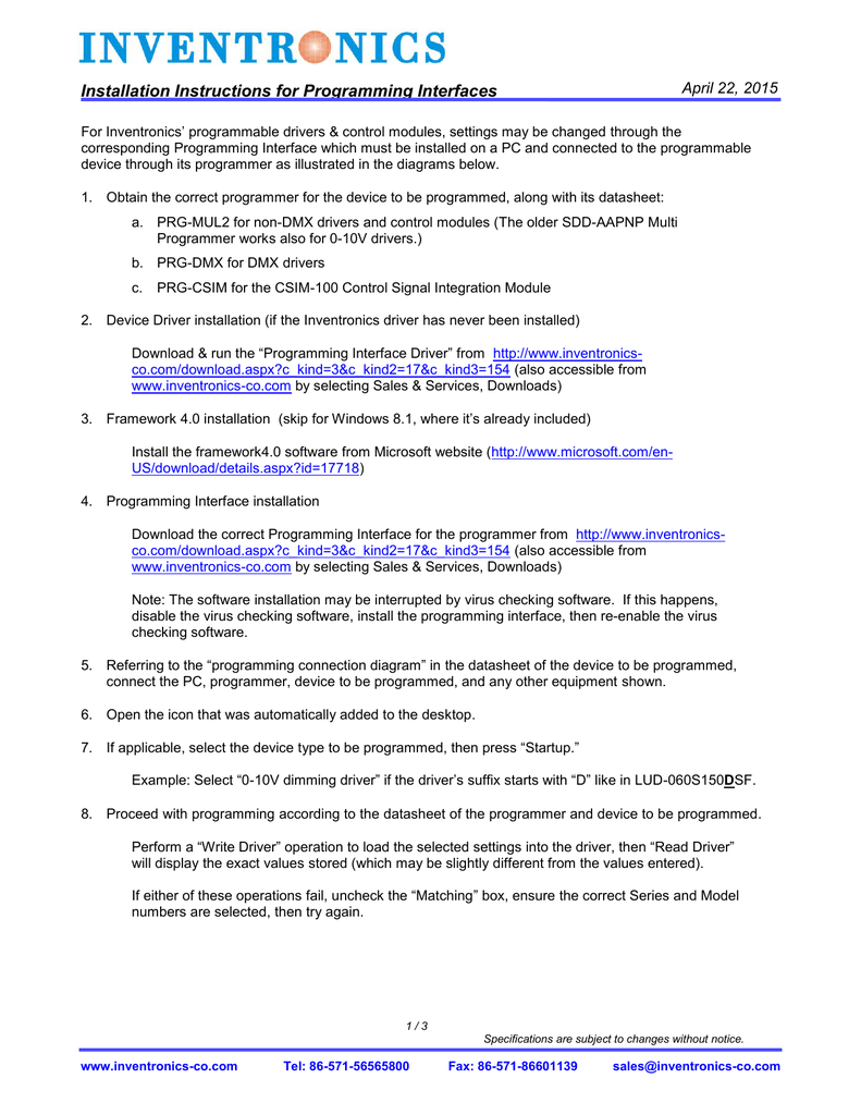 Programming-Interface Installation Instructions | Manualzz
