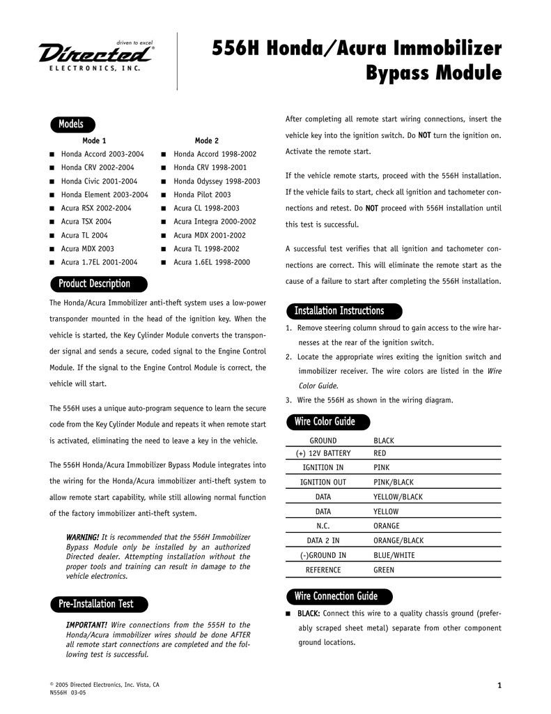 2005 honda accord remote start