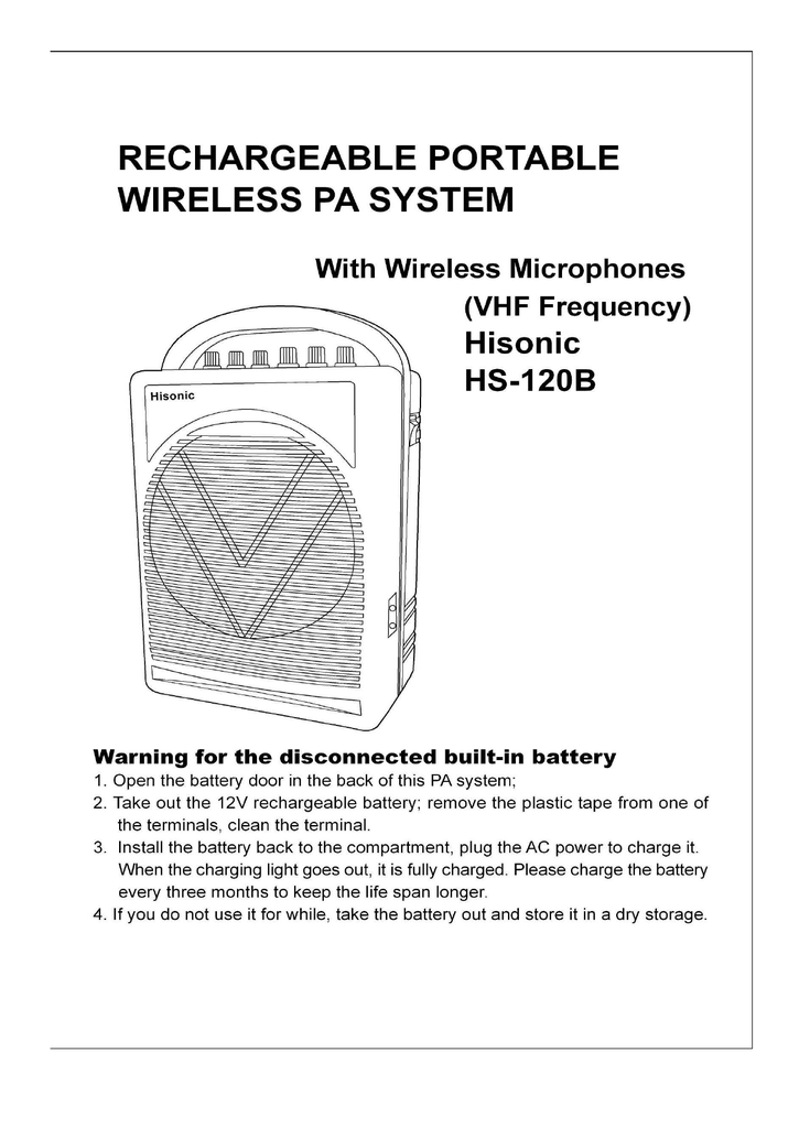 Hisonic HS120B Rechargeable & Portable PA (Public Address) System with  Built-in UHF Wireless Microphone (1 Handheld +1 Belt-Pack)