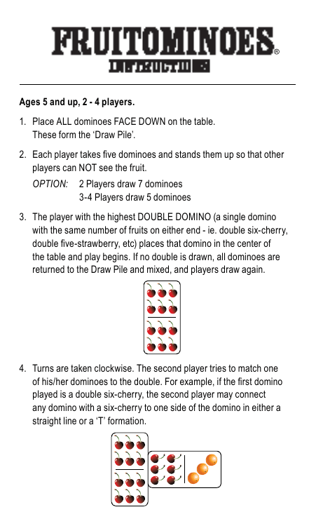 Ages 5 And Up 2 4 Players 1 Place All Dominoes Face Down Manualzz