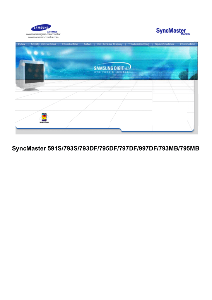 795DF | 793MB | 997DF | 793s | 795MB | 591S | 797DF | User manual | Samsung  SyncMaster 793DF Monitor User Guide Manual Operating | Manualzz