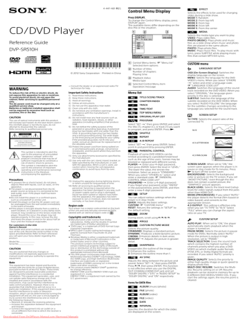 Sony DVP-SR510H User Guide Manual | Manualzz