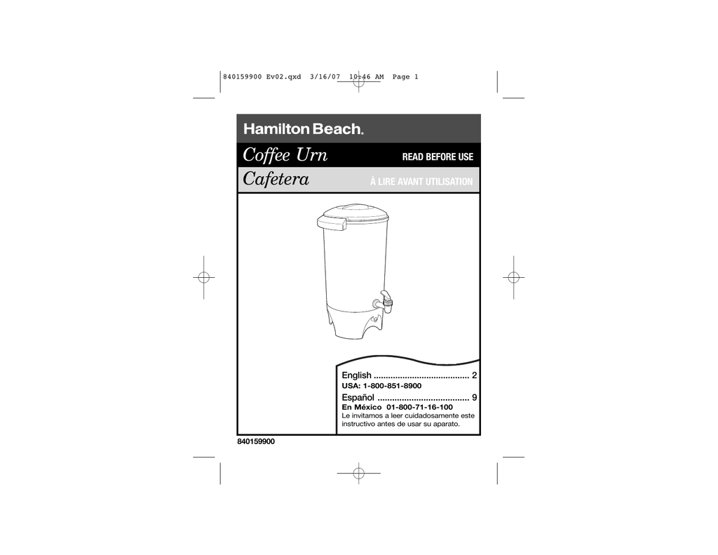 Hamilton Beach 40515 User manual | Manualzz