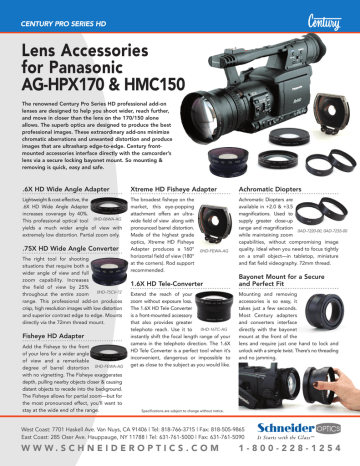 Lens Accessories For Panasonic Ag Hpx170 Manualzz