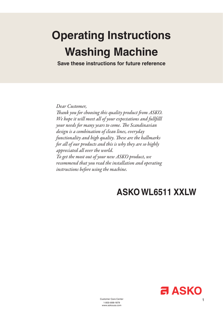 Operating Instructions Washing Machine Manualzz