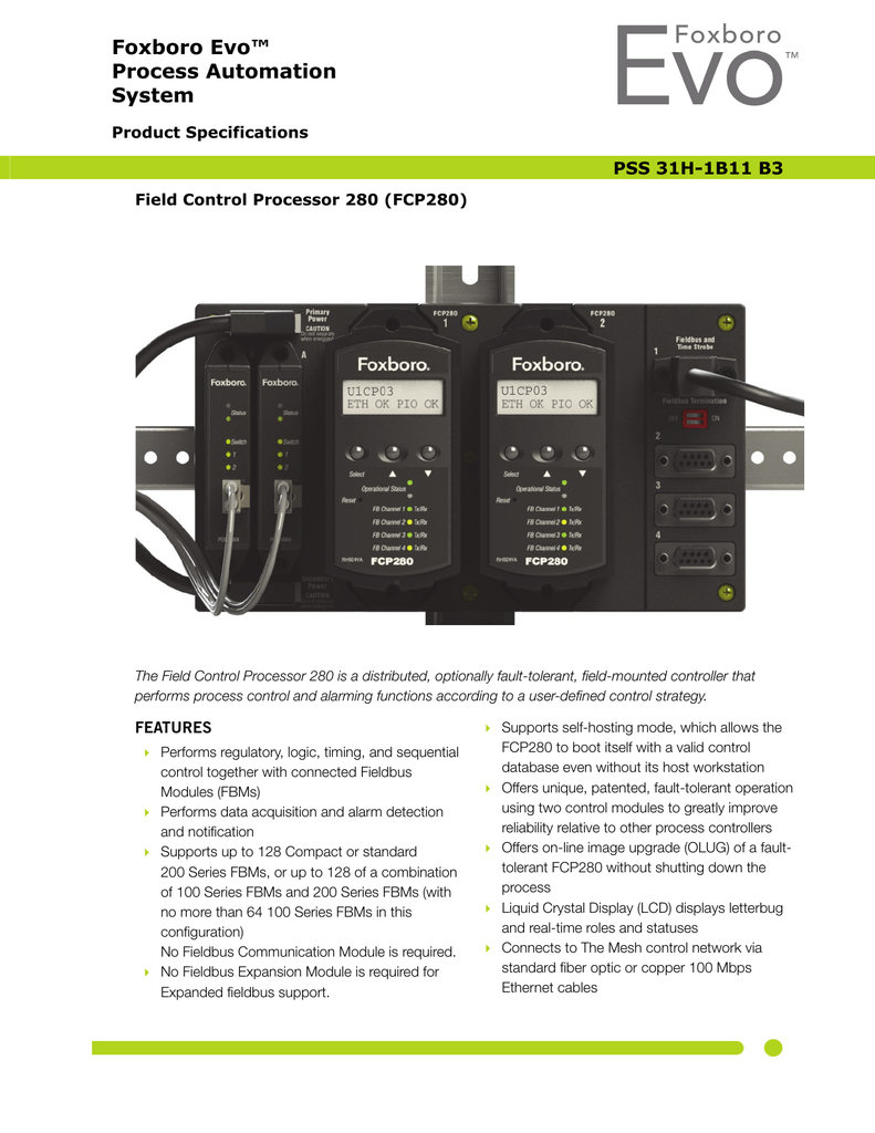 [31H1B11 B3] Field Control Processor 280 (FCP280) Manualzz