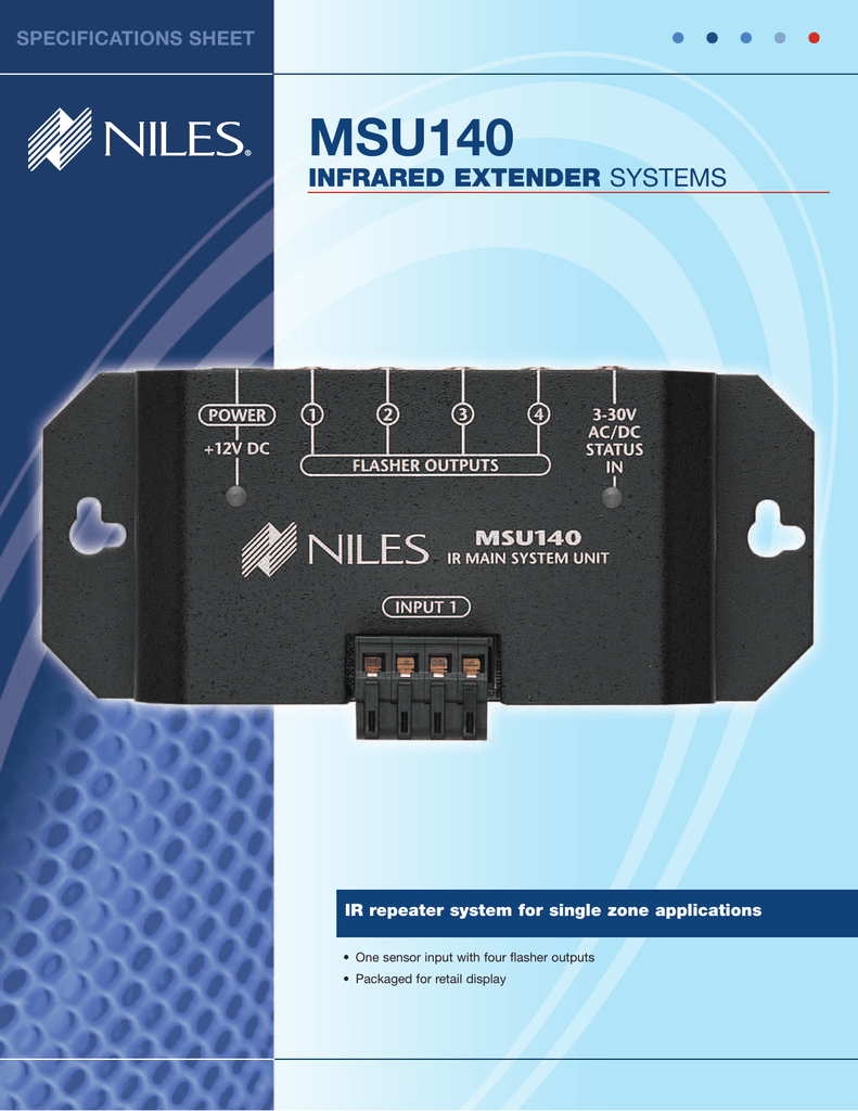 Niles MSU140 IR Repeater Main System Unit for Single Zone