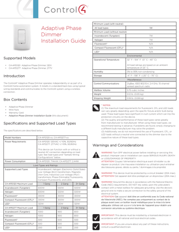 Adaptive Phase Dimmer Installation Guide | Manualzz