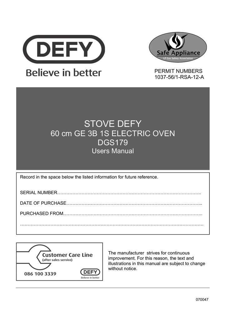 defy dgs179 stove