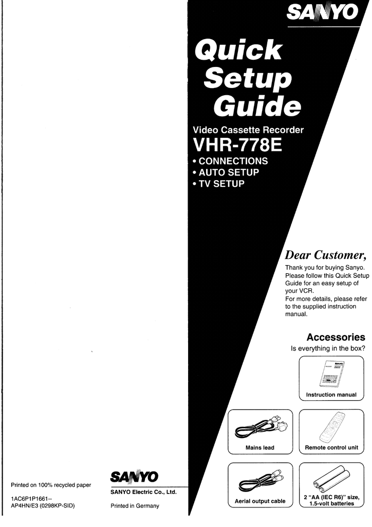 Replacement Remote Control for Sanyo VHR-778E 