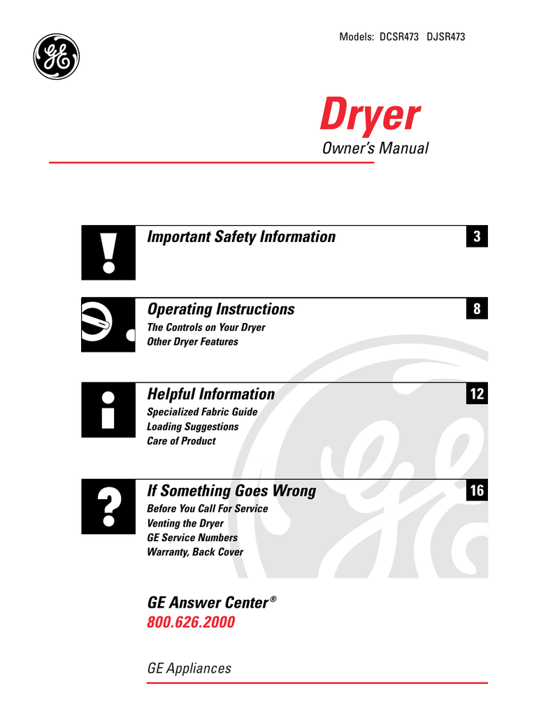GE Dryer Manualzz