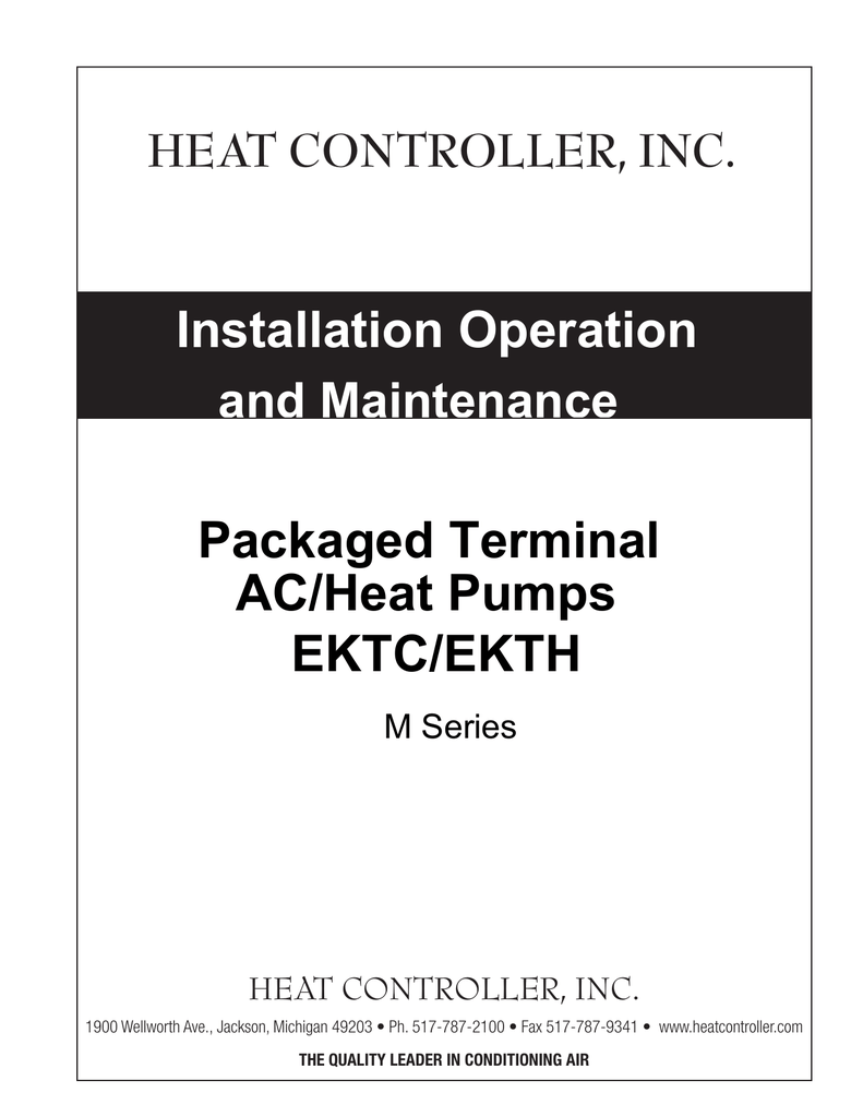 Heat Controller M Series Installation, Operation and Maintenance Manual