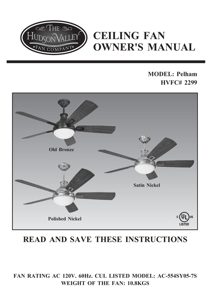 CEILING FAN OWNER`S MANUAL | Manualzz