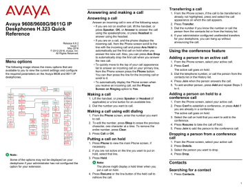 Avaya 9608/9608G/9611G IP Deskphones H.323 Quick Reference | Manualzz