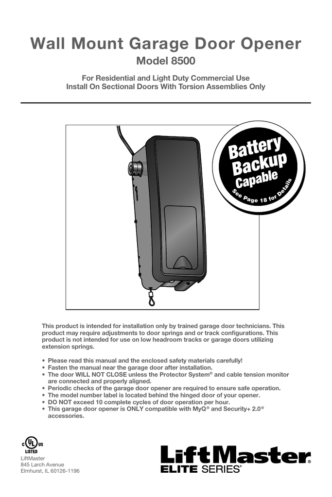 LiftMaster 8500RJO Manual de usuario | Manualzz