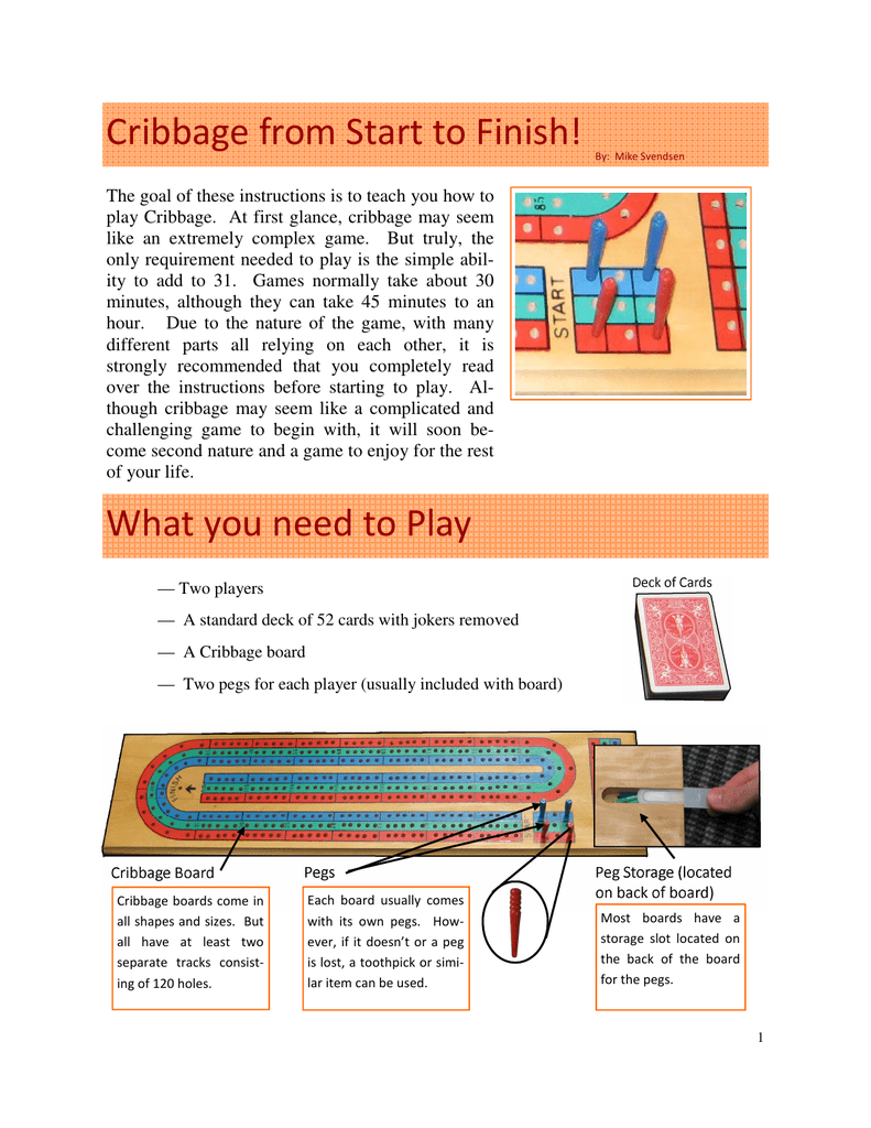 Printable Rules For Cribbage