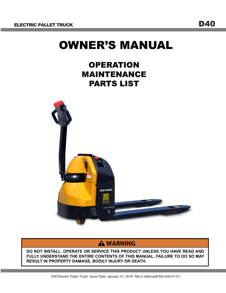 D40 Electric Power Pallet Owner S Manual Manualzz D40 Electric Power Pallet Owner S Manual Manualzz