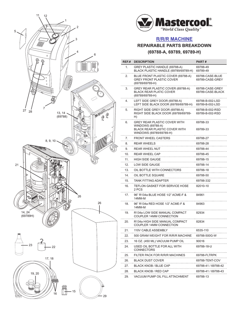 Mastercool Automotive Tools Parts List Manualzz