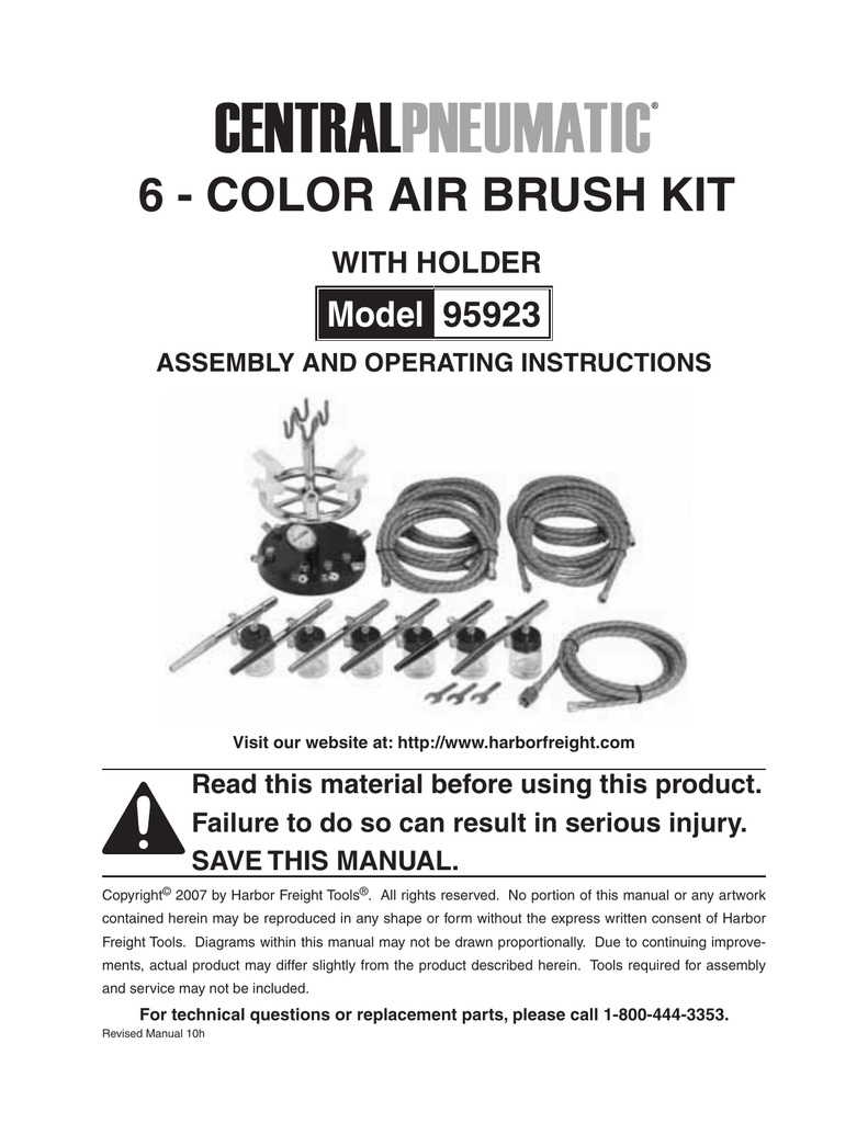 Central Pneumatic 95923 Professional 6Color Airbrush Kit Owner's