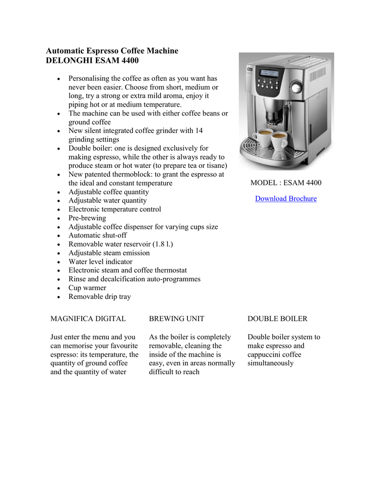Automatic Espresso Coffee Machine Delonghi Esam 4400 Manualzz