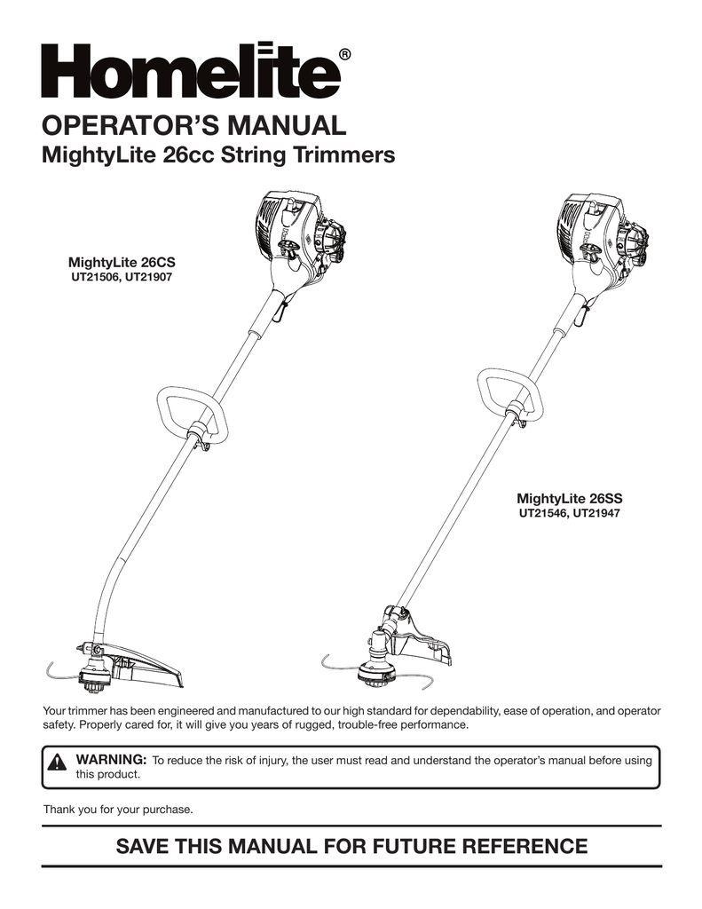 Homelite UT21546 Trimmer User manual Manualzz