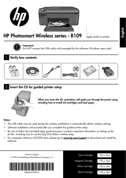 HP Photosmart Wireless All-in-One Printer series - B109 Reference Guide