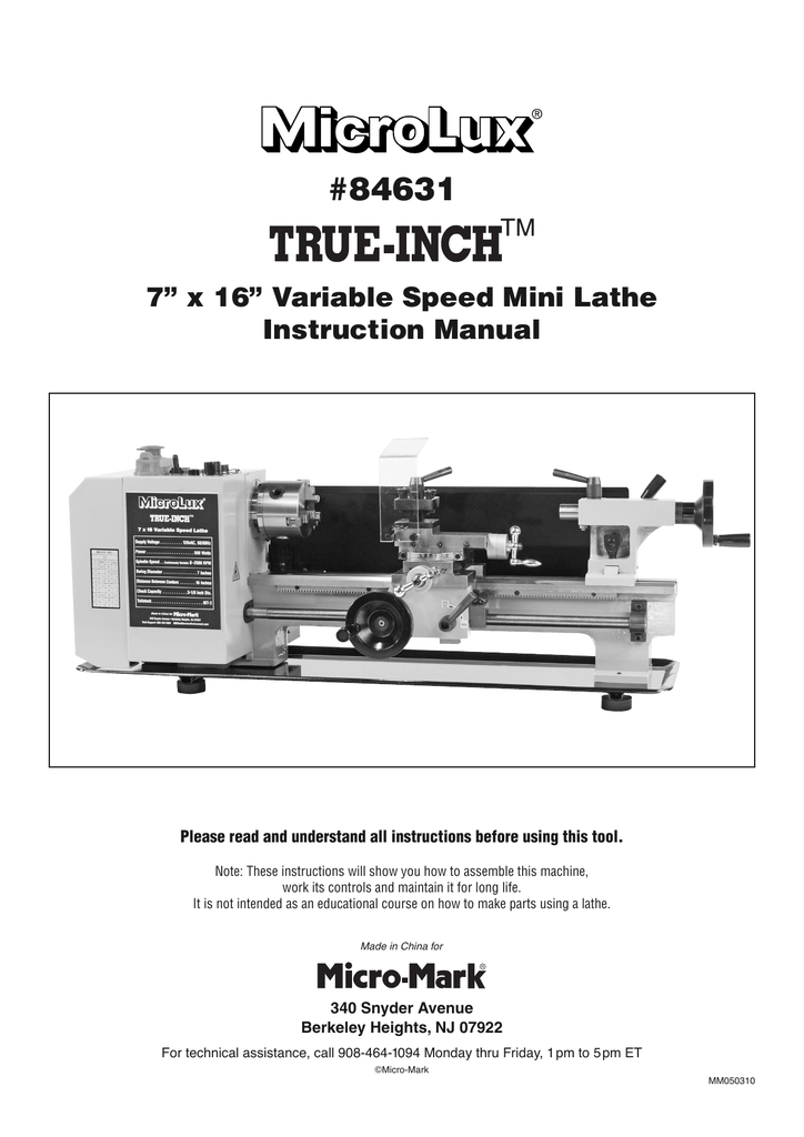 MicroLux 7x16 Mini Lathe