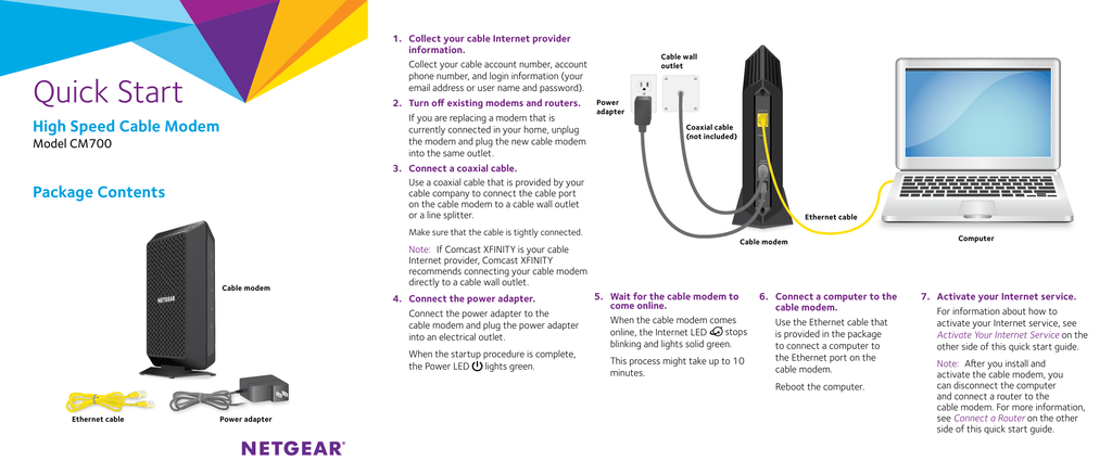 High Speed Cable Modem Model Cm700 Quick Start Guide Manualzz